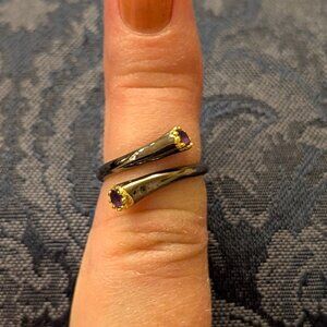 RING Natural Amethyst Silver 925 ADJUSTABLE Size